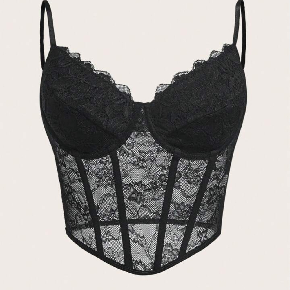 SHEIN Black Lace Bustier